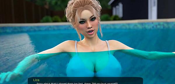  32 - Milfy City - v0.6e - Part 32 - Swimming with huge boobs lesbian Liza (dubbing)